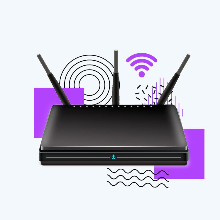 a wifi router with abstract designs.
